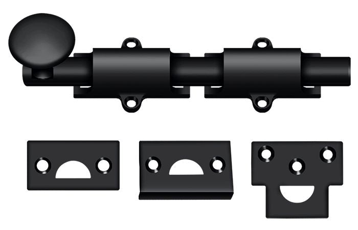 Deltana - 6" Surface Bolt; Heavy Duty - Black