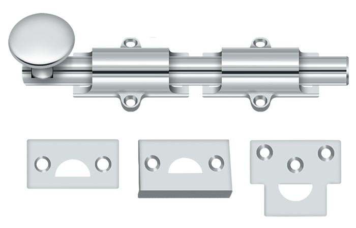 Deltana - 6" Surface Bolt; Heavy Duty - Bright Chrome