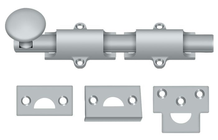 Deltana - 6" Surface Bolt; Heavy Duty - Satin Chrome