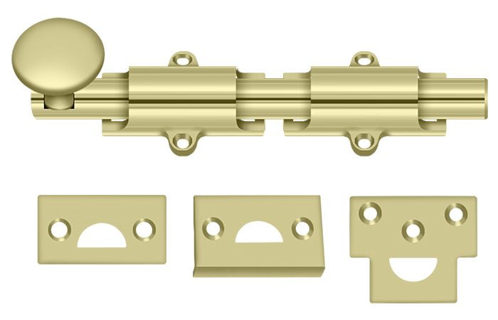 Deltana - 6" Surface Bolt; Heavy Duty - Unlacquered Bright Brass