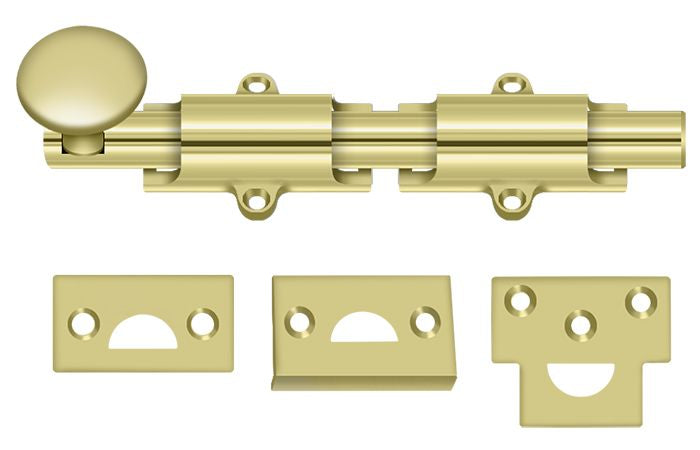 Deltana - 6" Surface Bolt; Heavy Duty - Bright Brass
