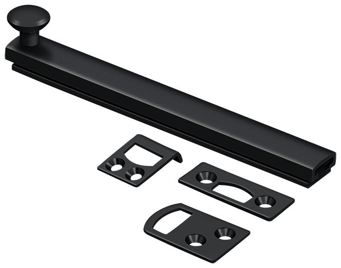 Deltana - 6" Surface Bolt; Concealed Screw; Heavy Duty - Black