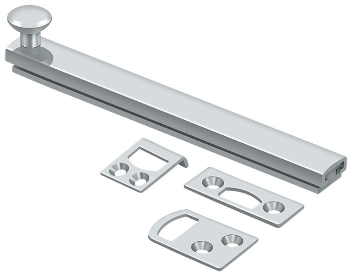 Deltana - 6" Surface Bolt; Concealed Screw; Heavy Duty - Bright Chrome