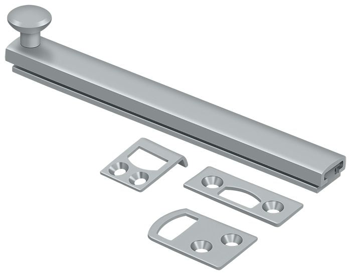 Deltana - 6" Surface Bolt; Concealed Screw; Heavy Duty - Satin Chrome