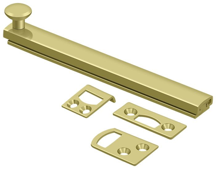 Deltana - 6" Surface Bolt; Concealed Screw; Heavy Duty - Bright Brass