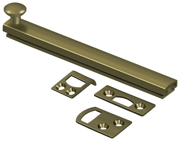 Deltana - 6" Surface Bolt; Concealed Screw; Heavy Duty - Antique Brass