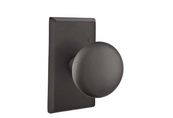 Emtek 7104WCFB Winchester Knob 2-3/8" Backset Passage with Style # 3 Rose for 1-3/8" to 2" Door Flat Black Bronze Finish Main image