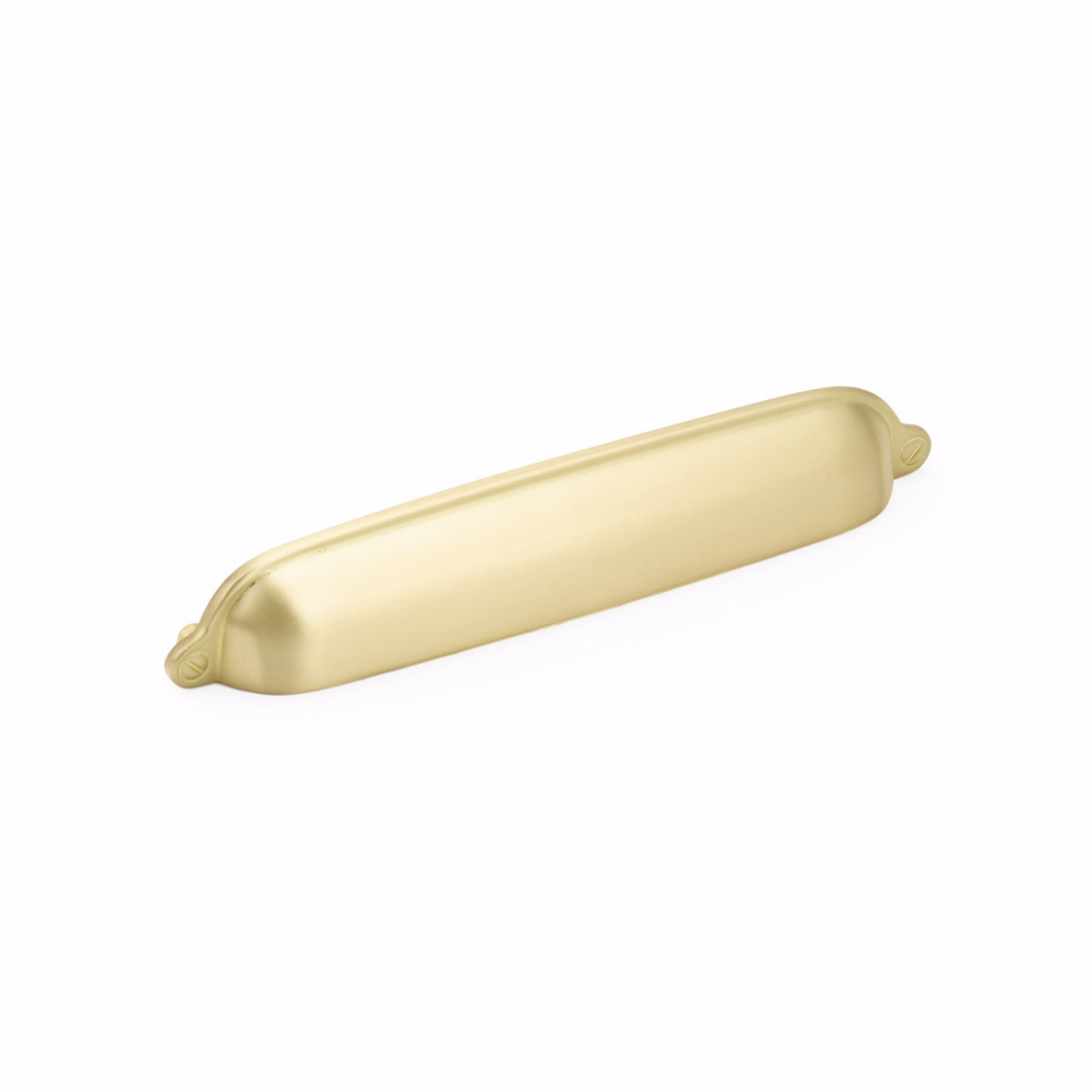 Schaub 744-SB 6" Center to Center Country Cup Pull Satin Brass Finish