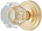 Emtek - Old Town Glass Knob 2-3/8" Backset Passage with Regular Rose for 1-1/4" to 2" Door - Polished Brass Lifetime