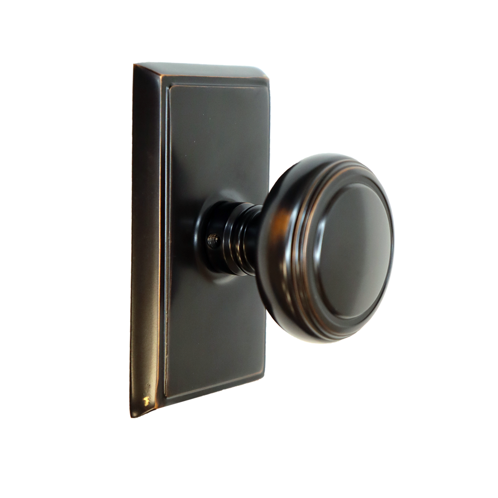Emtek - Norwich Knob 2-3/8" Backset Passage with Rectangular Rose for 1-1/4" to 2" Door - Oil Rubbed Bronze