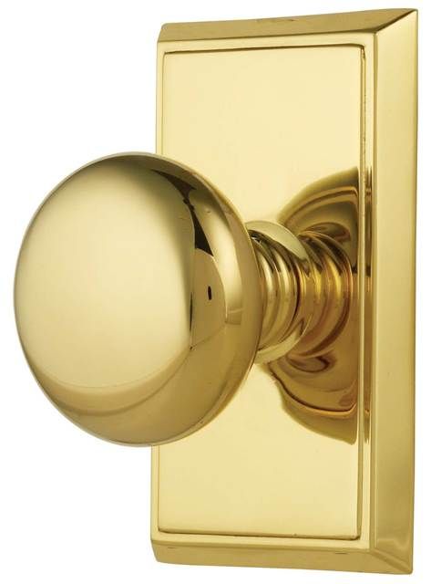 Emtek - Providence Knob 2-3/8" Backset Passage with Rectangular Rose for 1-1/4" to 2" Door - Polished Brass Lifetime