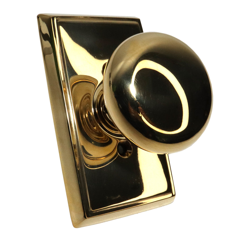 Emtek - Providence Knob 2-3/8" Backset Passage with Rectangular Rose for 1-1/4" to 2" Door - Unlacquered Brass
