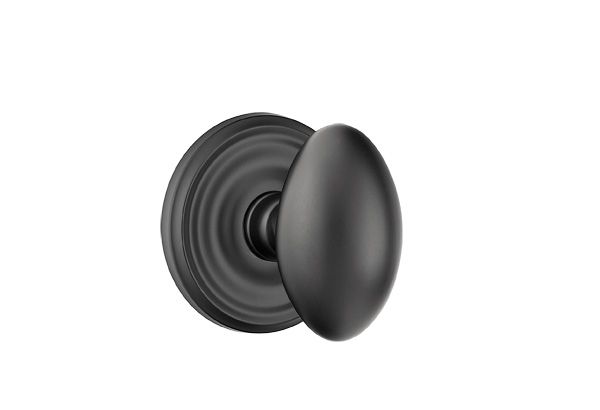 Emtek - Egg Knob 2-3/8" Backset Privacy with Regular Rose for 1-1/4" to 2" Door - Flat Black