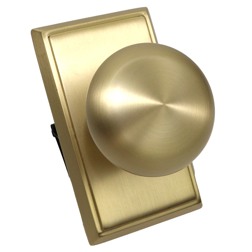 Emtek - Providence Knob 2-3/8" Backset Privacy with Rectangular Rose for 1-1/4" to 2" Door - Satin Brass