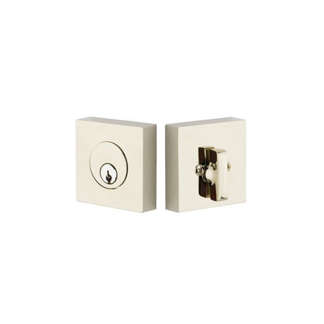 Emtek - Square Single Cylinder Deadbolt with 2-3/8" and 2-3/4" Backset for 1-3/4" Door - Polished Nickel Lifetime