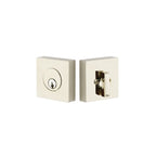 Emtek - Square Single Cylinder Deadbolt with 2-3/8" and 2-3/4" Backset for 1-3/4" Door - Polished Nickel Lifetime