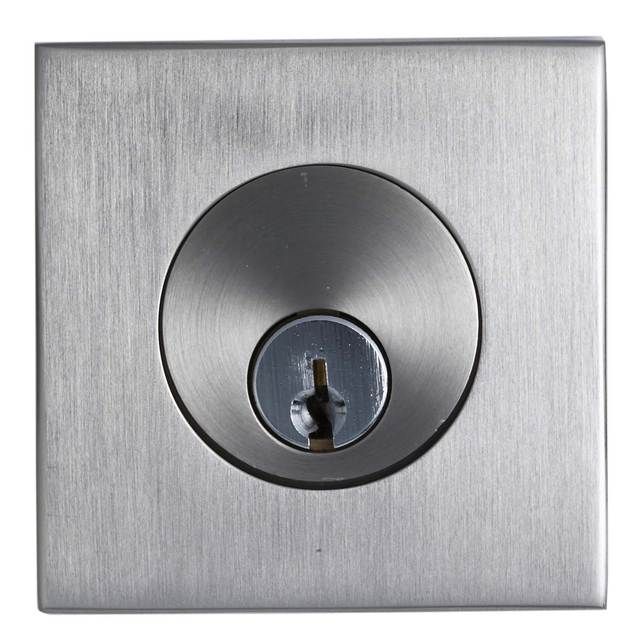 Emtek - Square Single Cylinder Deadbolt with 2-3/8" and 2-3/4" Backset for 1-3/4" Door - Satin Nickel