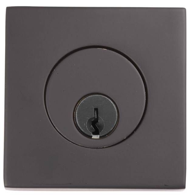 Emtek - Square Single Cylinder Deadbolt with 2-3/8" and 2-3/4" Backset for 1-3/4" Door - Flat Black