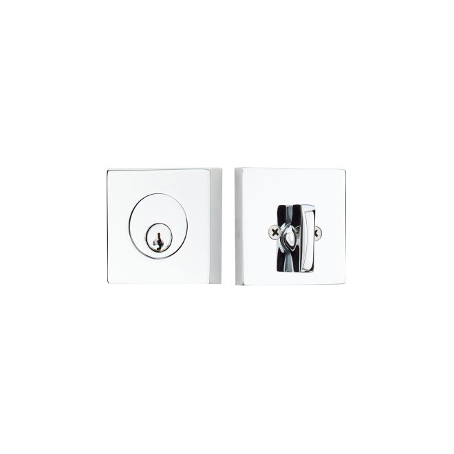 Emtek - Square Single Cylinder Deadbolt with 2-3/8" and 2-3/4" Backset for 1-3/4" Door - Polished Chrome