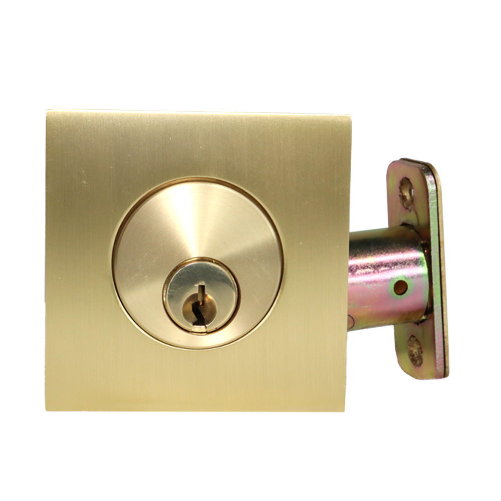 Emtek - Square Single Cylinder Deadbolt with 2-3/8" and 2-3/4" Backset for 1-3/4" Door with Radius Latch Strike Secondary image