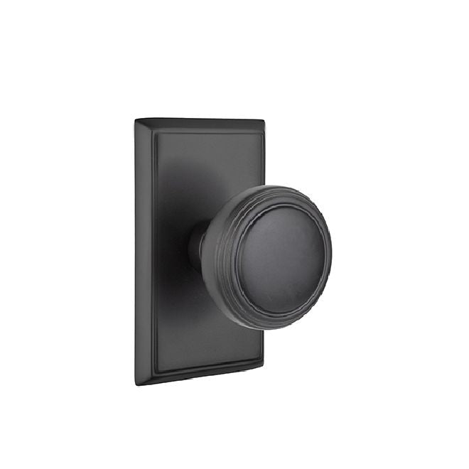 Emtek - Norwich Knob Dummy Pair with Rectangular Rose for 1-1/4" to 2" Door - Flat Black
