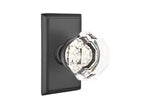 Emtek - Old Town Glass Knob Dummy Pair with Rectangular Rose for 1-1/4" to 2" Door - Flat Black