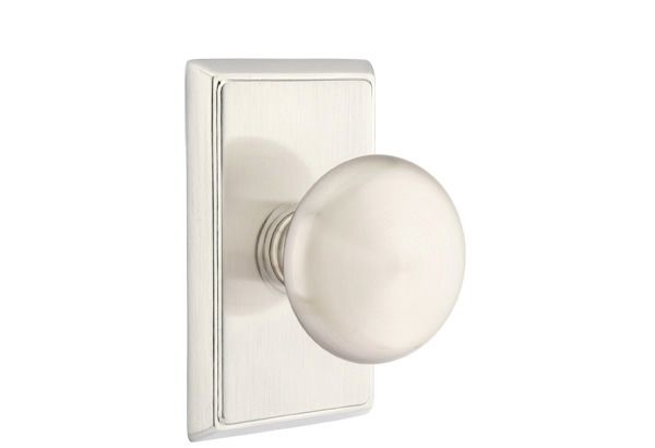 Emtek - Providence Knob Dummy Pair with Rectangular Rose for 1-1/4" to 2" Door - Satin Nickel