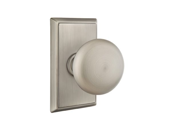 Emtek - Providence Knob Dummy Pair with Rectangular Rose for 1-1/4" to 2" Door - Pewter