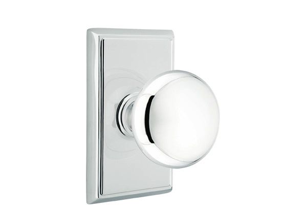 Emtek - Providence Knob Dummy Pair with Rectangular Rose for 1-1/4" to 2" Door - Polished Chrome