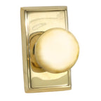 Emtek - Providence Knob Dummy Pair with Rectangular Rose for 1-1/4" to 2" Door - Unlacquered Brass