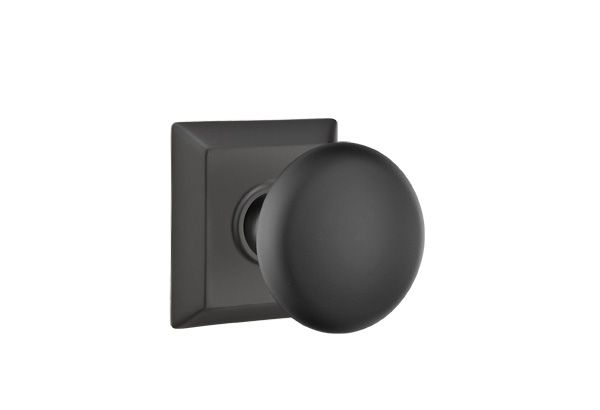 Emtek - Providence Knob Dummy Pair with Quincy Rose for 1-1/4" to 2" Door - Flat Black