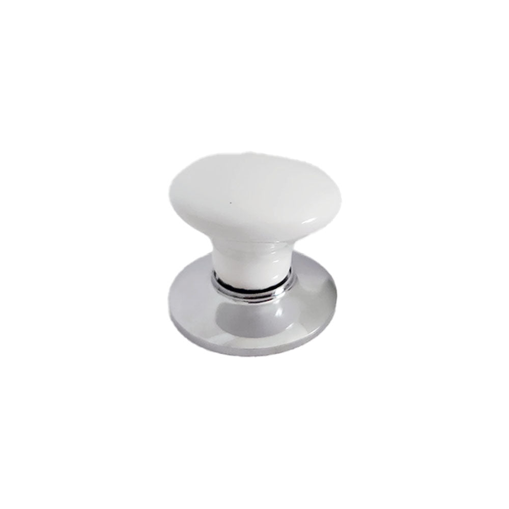 Emtek 86001US26 Ice White Porcelain 1-3/8" Cabinet Knob Polished Chrome Finish Main image
