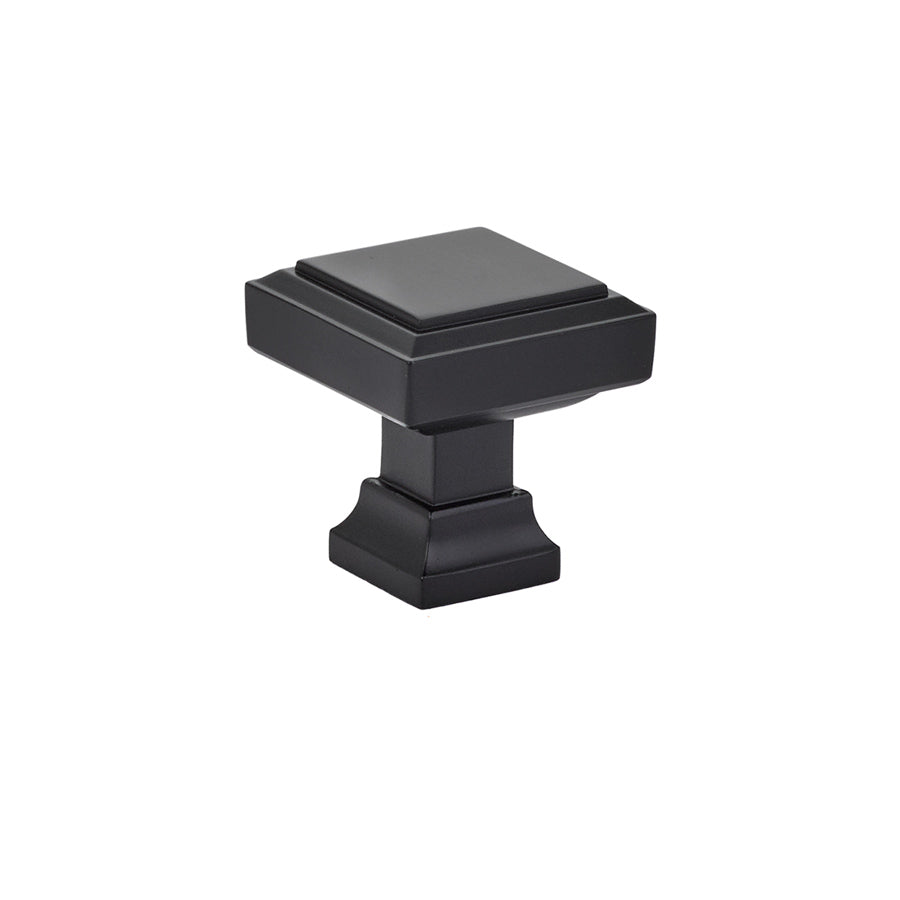 Emtek - Geometric Square 1-1/4" Cabinet Knob - Flat Black