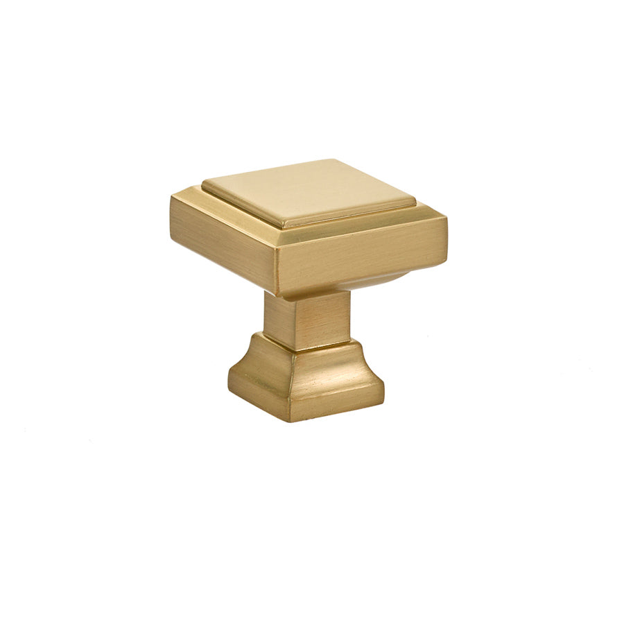 Emtek - Geometric Square 1-1/4" Cabinet Knob - Satin Brass