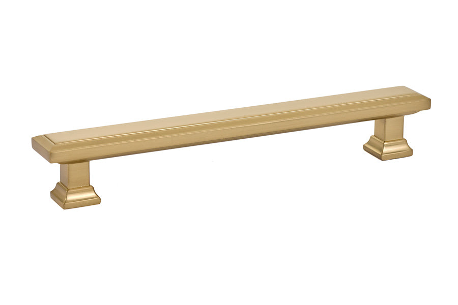 Emtek - Geometric Rectangular Cabinet Pull with 6" Center to Center - Satin Brass