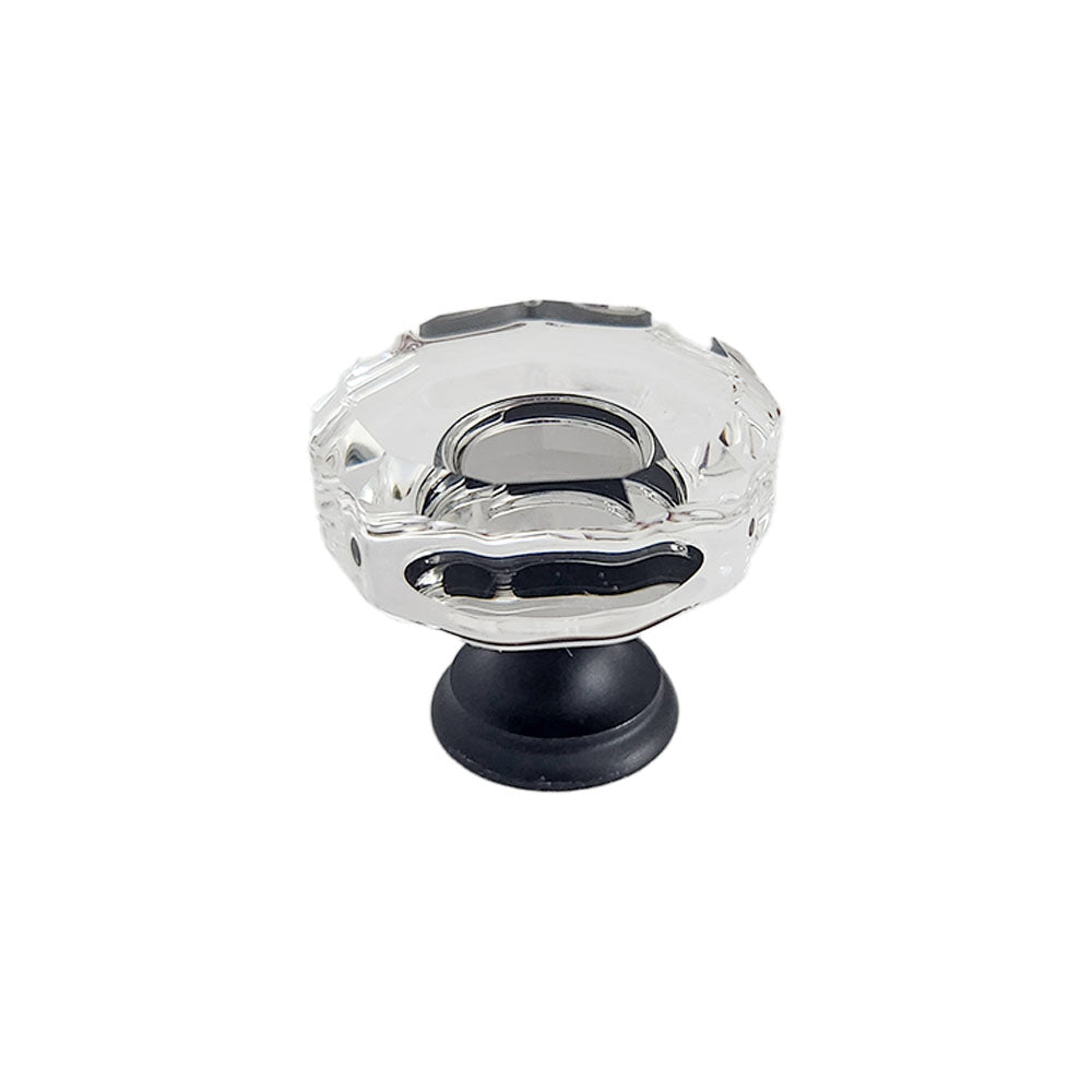 Emtek - Lowell 1-3/8" Glass Cabinet Knob - Flat Black