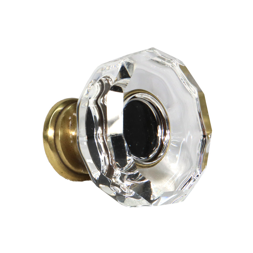 Emtek 86571US7 Lowell 1-3/8" Glass Cabinet Knob French Antique Brass Finish Main image