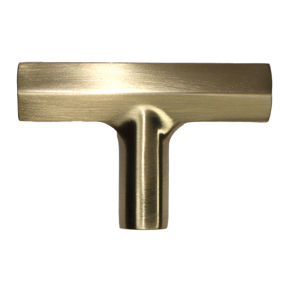 Emtek 86728US4 Mod Hex T Cabinet Knob Satin Brass Finish Main image