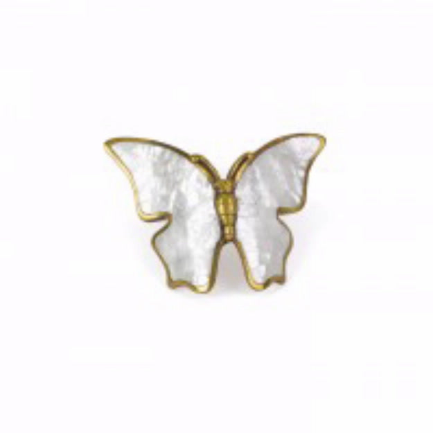 Schaub 891-PAR 1-1/2" Center to Center Mother of Pearl Nature Butterfly Cabinet Pull Paris Brass Finish Main image