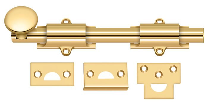 Deltana - 8" Surface Bolt; Heavy Duty - Lifetime Brass