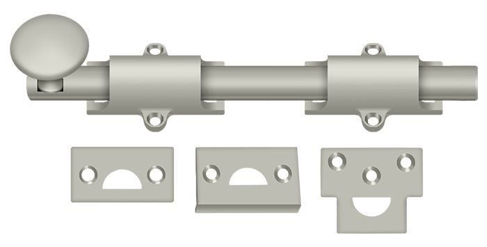 Deltana - 8" Surface Bolt; Heavy Duty - Satin Nickel