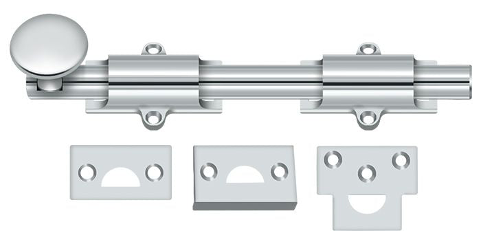 Deltana - 8" Surface Bolt; Heavy Duty - Bright Chrome