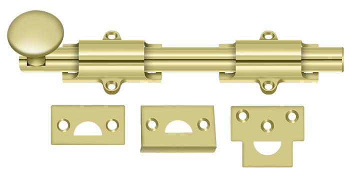 Deltana - 8" Surface Bolt; Heavy Duty - Bright Brass