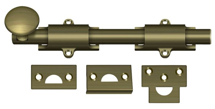 Deltana - 8" Surface Bolt; Heavy Duty - Antique Brass