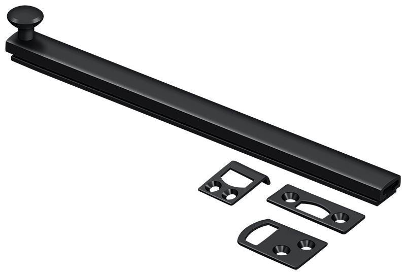 Deltana - 8" Surface Bolt; Concealed Screw; Heavy Duty - Black
