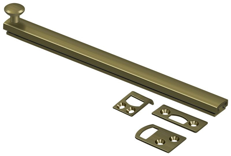 Deltana - 8" Surface Bolt; Concealed Screw; Heavy Duty - Antique Brass