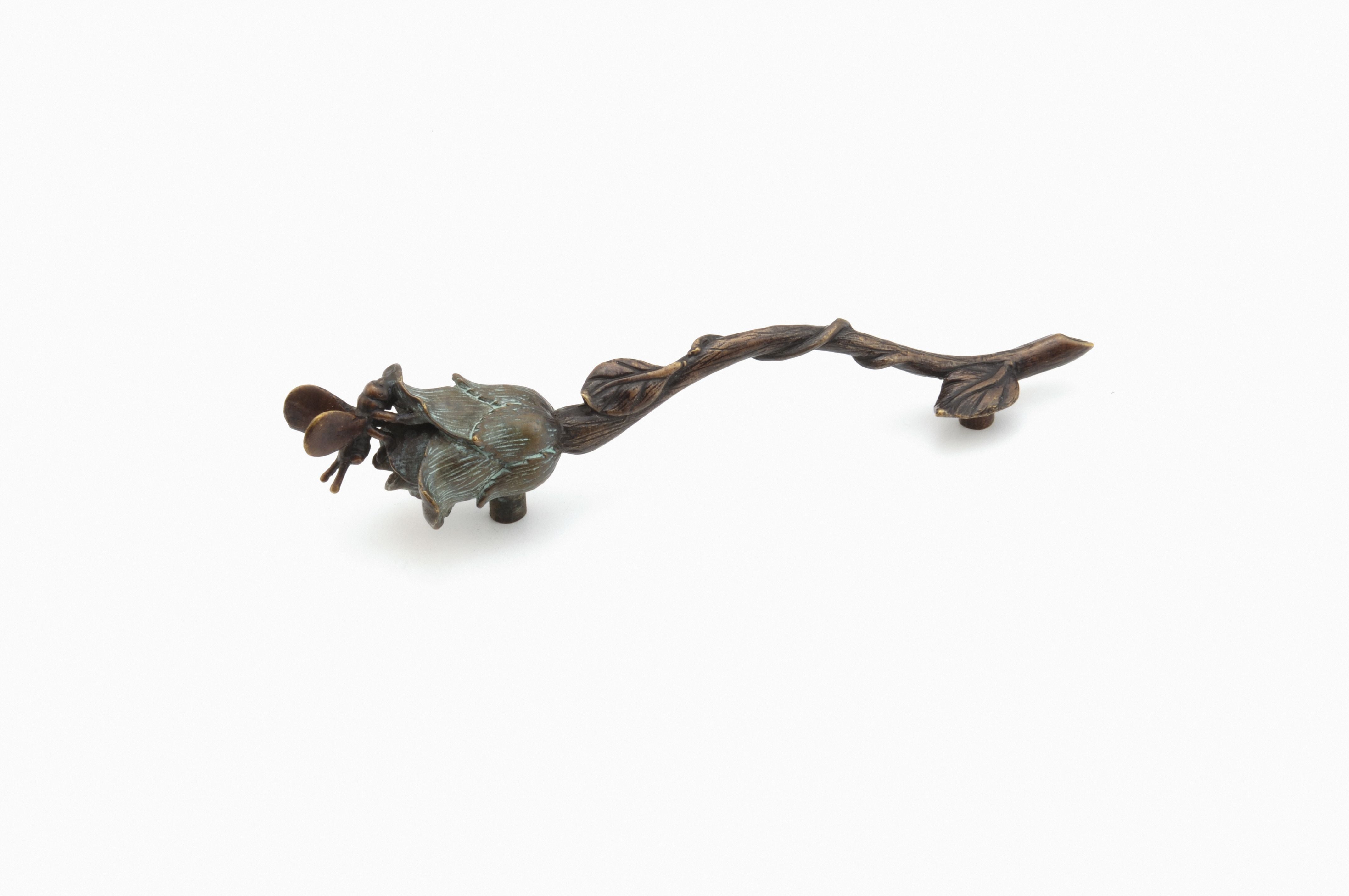 Schaub 908-PBZ 3-3/4" Center to Center Symphony Nature Bee on Rose Cabinet Pull Pompeian Bronze Finish Main image