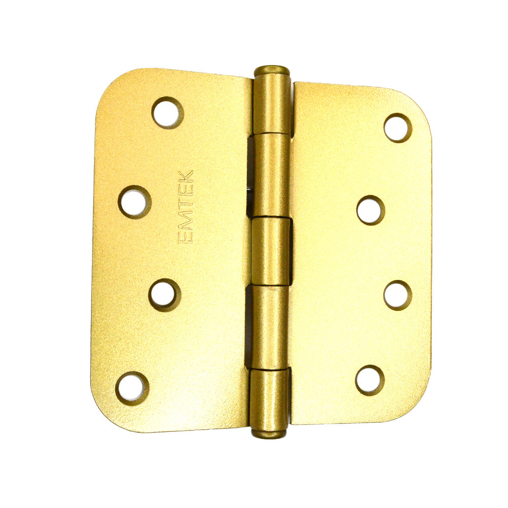 Emtek 91034US4 Pair of 4" x 4" 5/8" Radius Steel Residential Duty Hinges Satin Brass Finish Main image