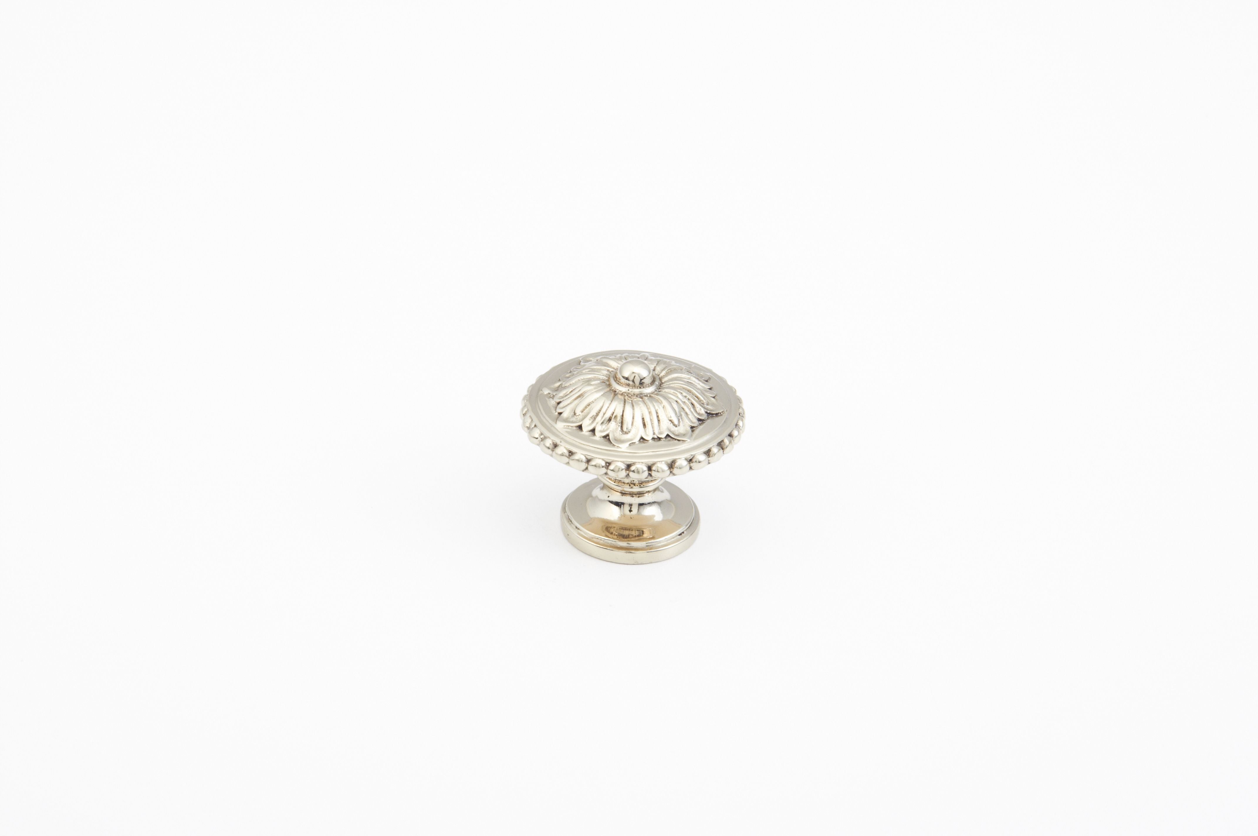 Schaub 930-WB 1-1/4" Sonata Convex Round Cabinet Knob White Brass Finish Main image