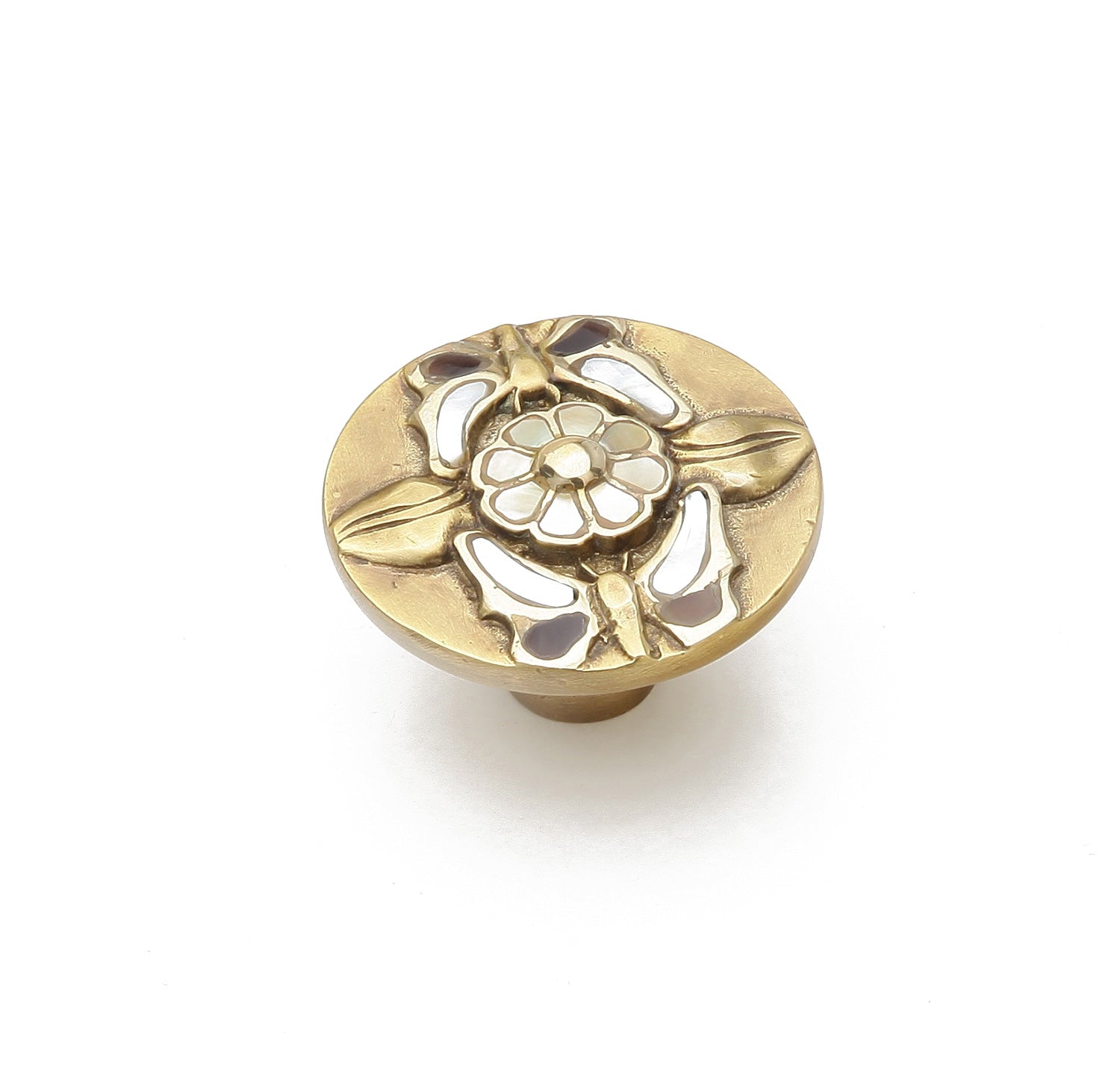 Schaub 954K-AB 1-1/2" Floral Heirloom Treasures Cabinet Knob Antique Brass Finish Main image